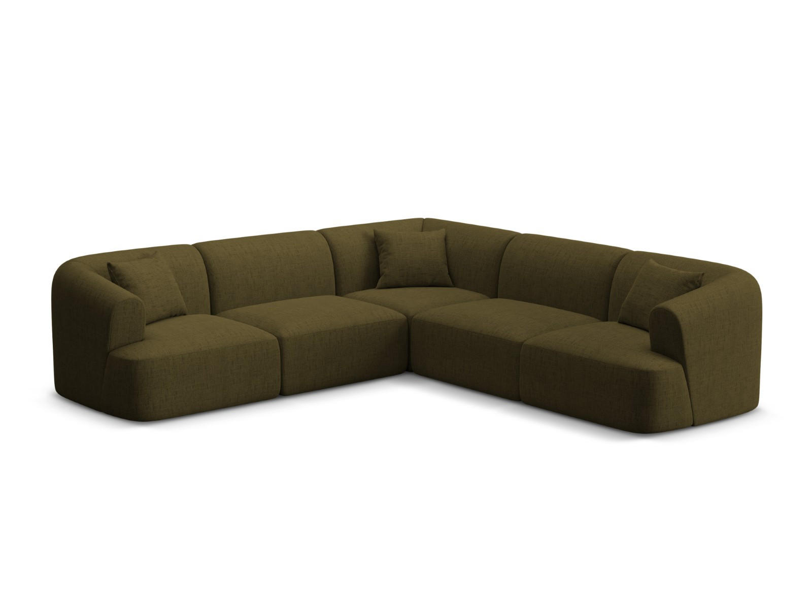 SYMMETRISCHES-MODULARES-ECKSOFA Campi aus strukturiertem Stoff grün 6 Sitzplätze - Grün, Textil (255/255cm) - Cosmopolitan Design