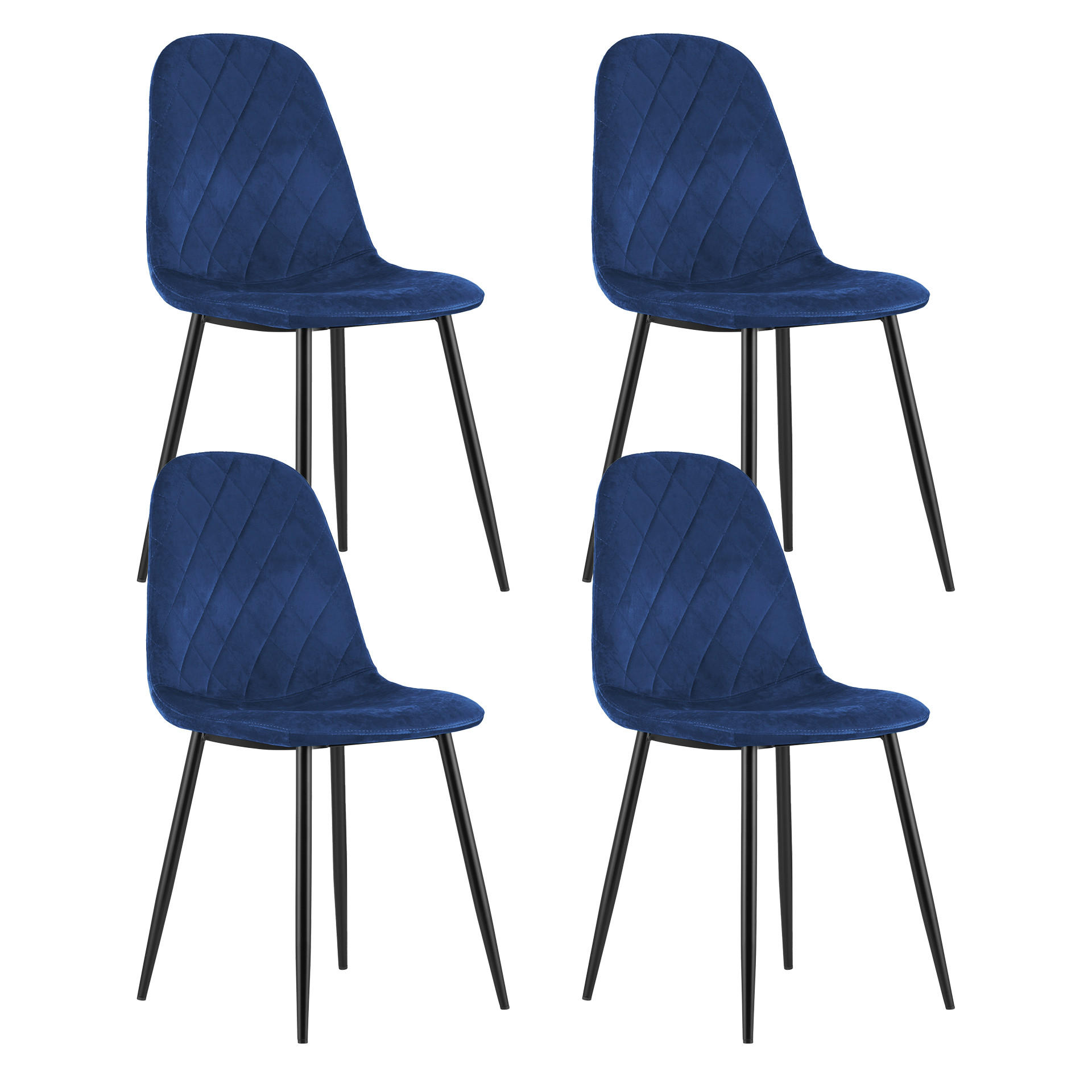 ESSZIMMERSTUHL Aksel (4er-Set) - Blau/Schwarz, Textil/Metall (50/88/45cm) - Home Collective