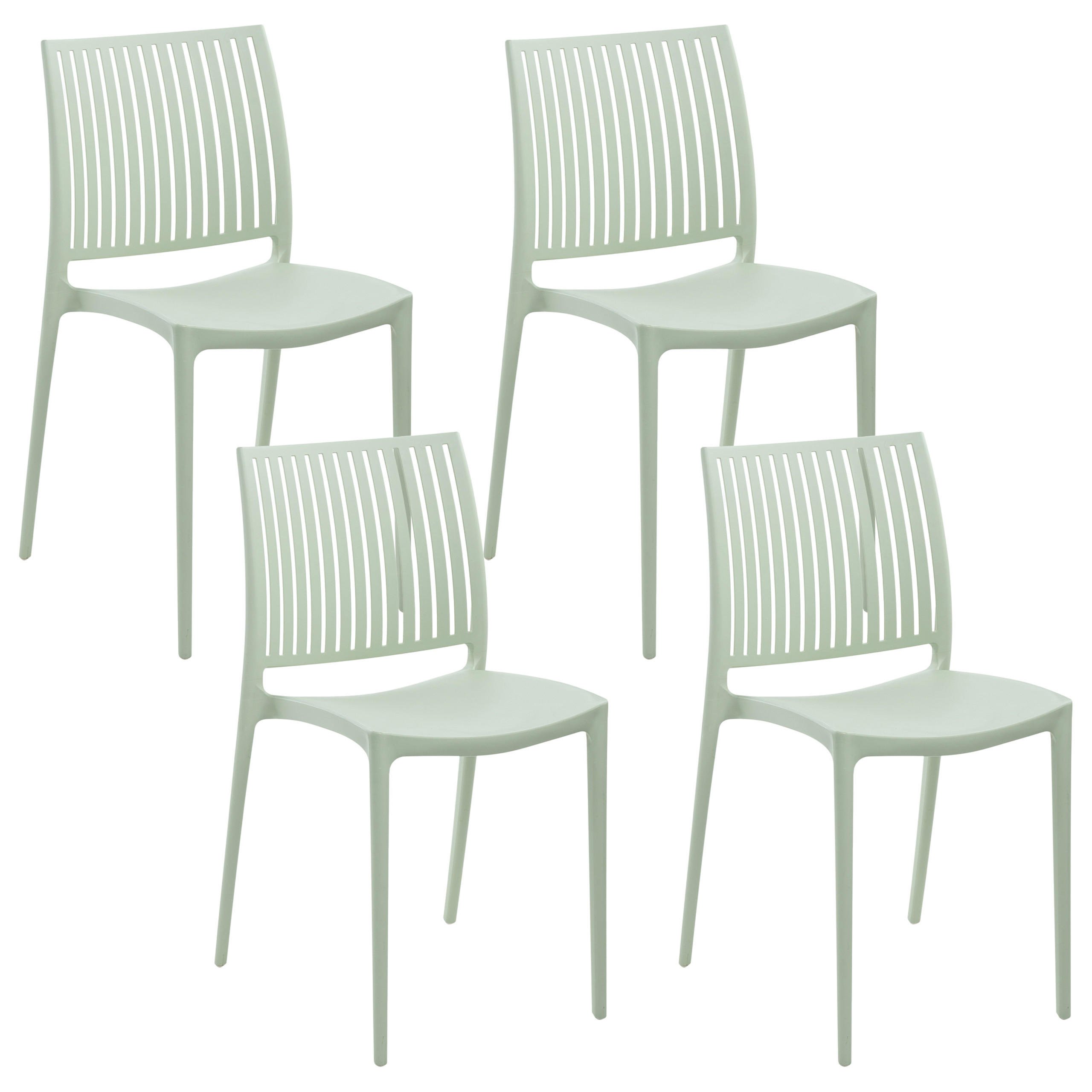 GARTENSTUHL 4er-Set Hellgrün Illumani - Hellgrün, Kunststoff (42/80/48cm) - Beliani