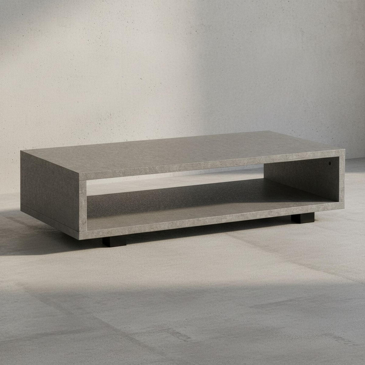COUCHTISCH in Stein-Optik Modern mit Stauraum Rechteckig Schlicht, Grau 100x50x25 cm - Schwarz/Grau, Kunststoff (50/100/25cm) - KADIMA DESIGN