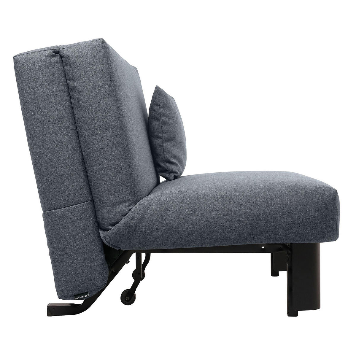 FALTSOFA Kalomira Bezug Flachgewebe Metall schwarz / denim - Blaugrau, Kunststoff (145/84/100cm) - 58aufmkessel