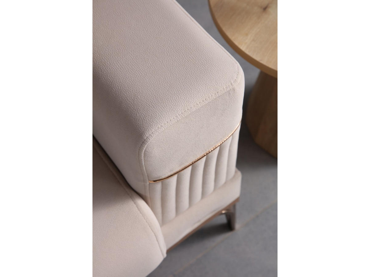 SOFA Cusco 3-Sitzer Mikrofaser Webstoff Beige - Beige, Kunststoff/Textil (230/84/90cm)