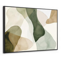 LEINWAND Bilder mit Rahmen - Japandi - Abstrakt - Grün - 70x50 - Salbeigrün, Textil (70/50cm) - MuchoWow