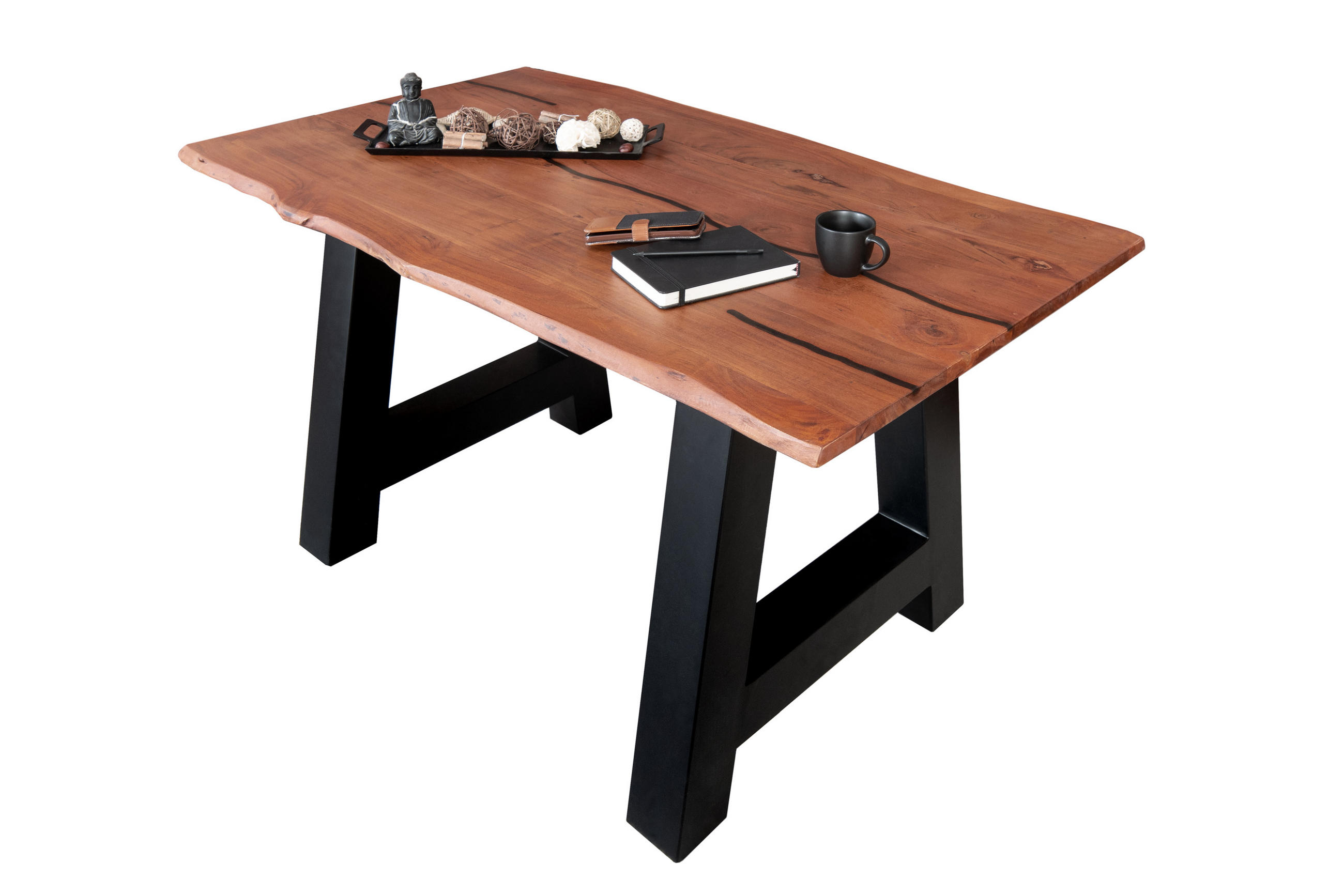 ESSTISCH POLLY - Schwarz/Braun, Holz/Metall (80/120/77cm) - SAM