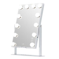 SCHMINKSPIEGEL mit LED-Beleuchtung und Bluetooth weiß 30/41 cm - Weiß, Metall (30/41/3cm) - VANITII