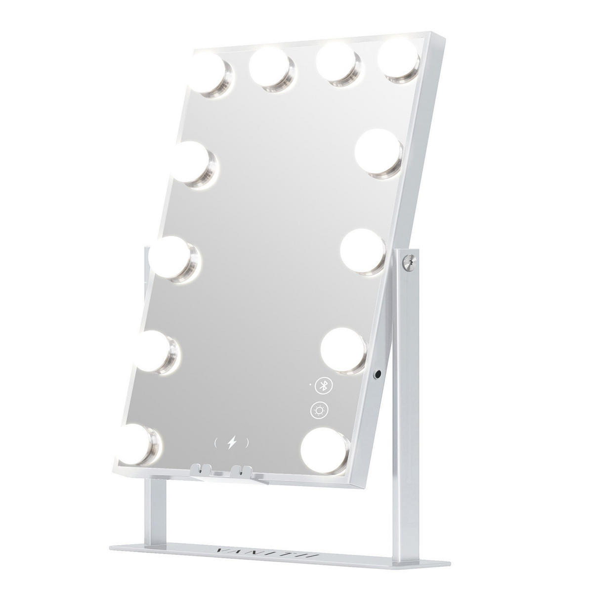 SCHMINKSPIEGEL mit LED-Beleuchtung und Bluetooth weiß 30/41 cm - Weiß, Metall (30/41/3cm) - VANITII