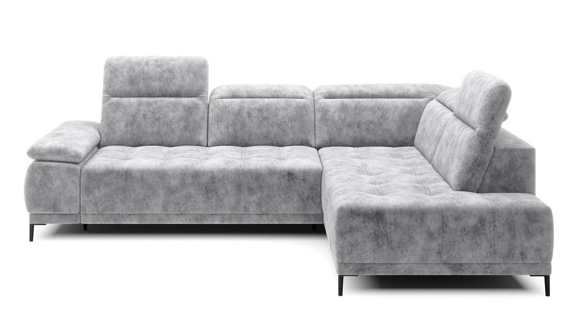 ECKSOFA FOCUS XL L-förmig Konfiguration freistehend RECHTS 352x204x98cm Silver - Silberfarben, Holz/Textil (352/204cm) - DomoHome