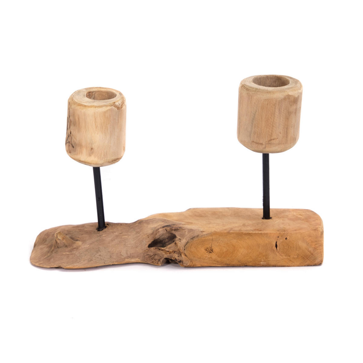 KERZENHALTER Two Lights Teak Wurzelholz, für 2 Kerzen - Naturfarben, Holz (17/28/42cm) - CREEDWOOD