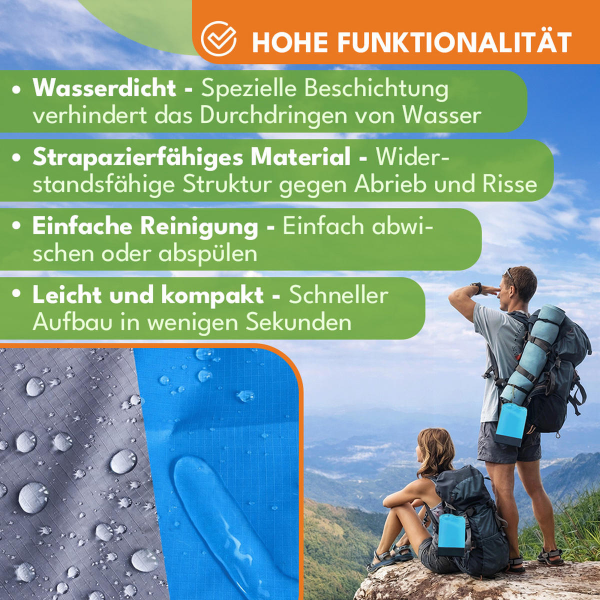 PICKNICKDECKE Wasserdicht 210x200cm, Blau - Blau, Textil (200/210cm) - KRUMAD