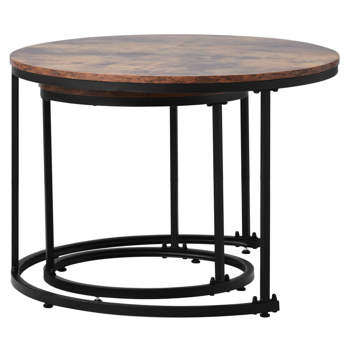 COUCHTISCH-SET 70,5/45,5 cm, Nesting-Tisch-Set aus MDF und Metall in Braun - Braun, Holzwerkstoff (70.5/70.5/50cm) - BEAOK