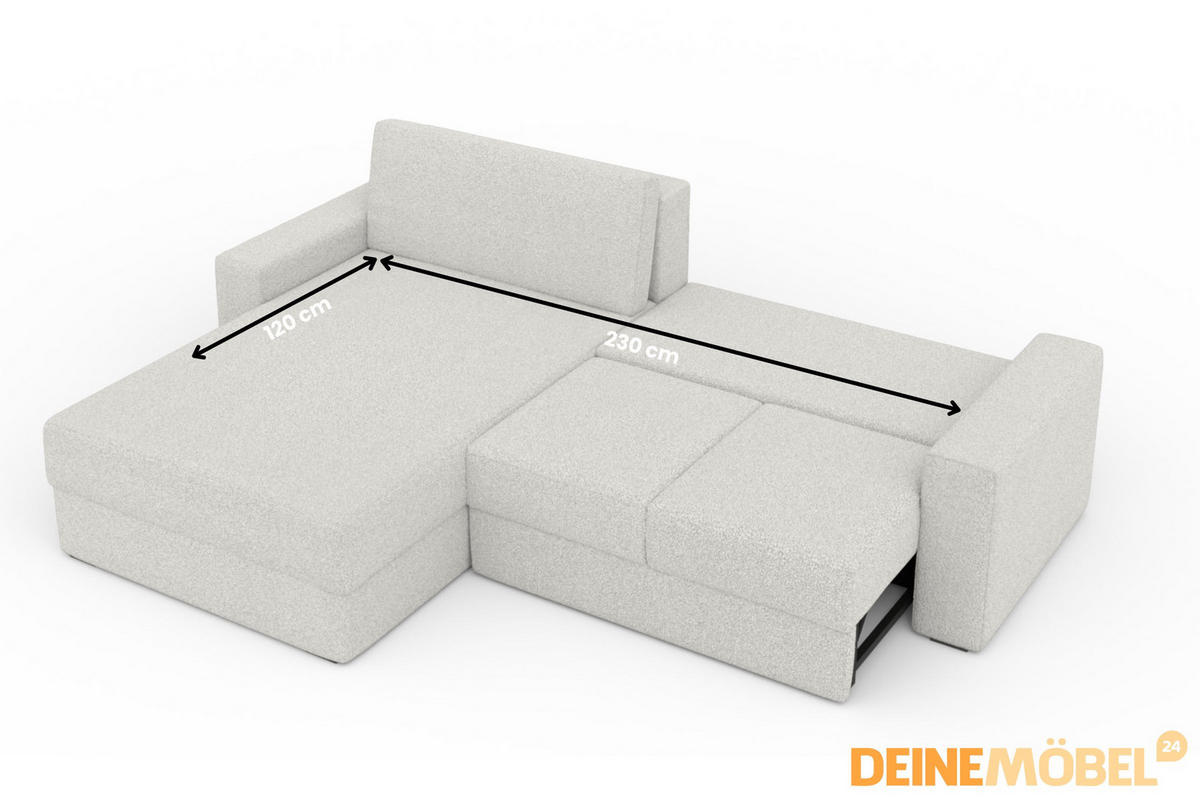 ECKSOFA TOCO XL 275/170 cm in Boucle Weiß rechts - Beige, Holz/Holzwerkstoff (275/170cm) - Deine Möbel 24