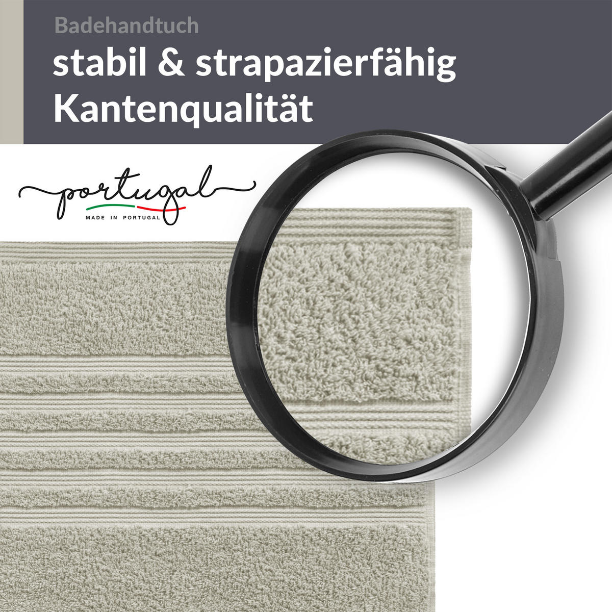 BADETUCH London Kiesel Grau 2er Set 100x150 - Sandfarben, Textil (100/150cm) - Lashuma