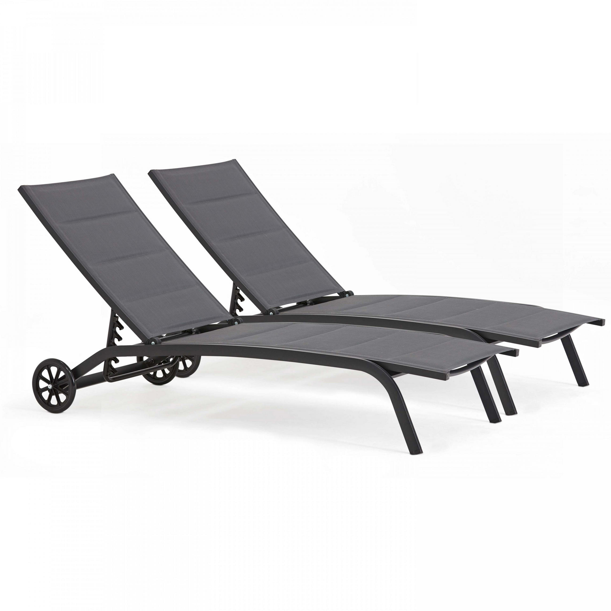SONNENLIEGE 2-tlg., Schwarz - Schwarz, Metall (70/83/190cm) - Oviala