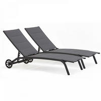SONNENLIEGE 2-tlg., Schwarz - Schwarz, Metall (70/83/190cm) - Oviala