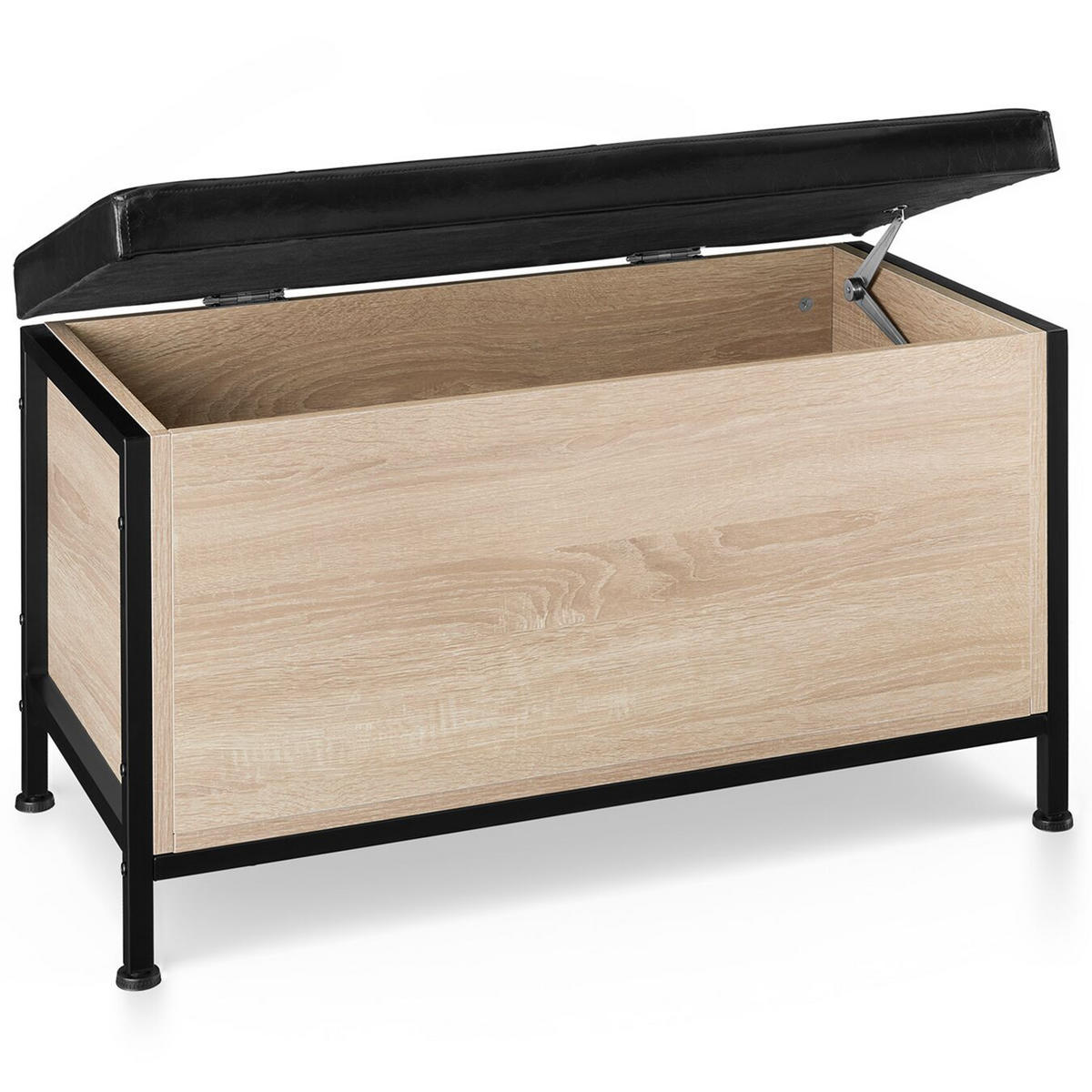 SITZTRUHE Calico, Kunstlederbezug, Industrial Holz hell, Eiche Sonoma - Naturfarben, Holzwerkstoff (41.5/50.5/81.5cm) - tectake