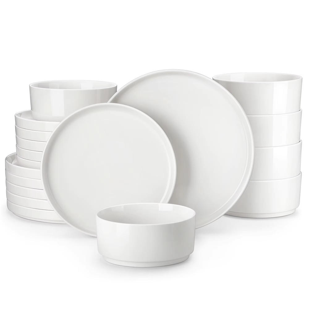 KOMBISERVICE 16-teilig Speiseteller-Set für 4Personen - Weiß, Keramik (26/2.3/26cm) - Kaket