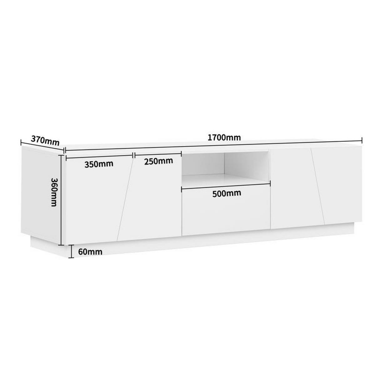 TV Lowboard 170x37x42 cm, Holz, Weiß - Weiß, Holz (170/42/37cm)