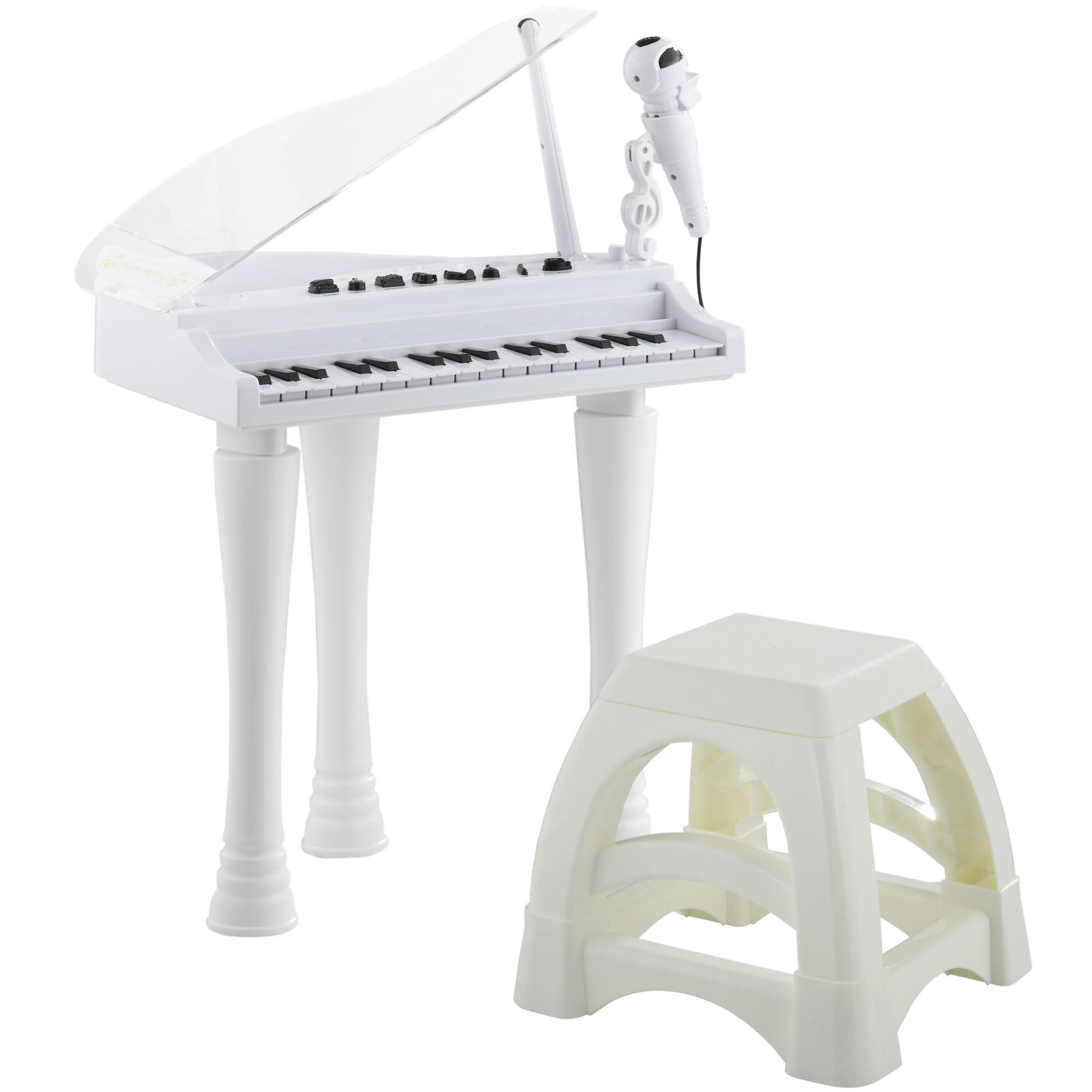 KINDERPIANO DE-18645 32 Tasten mit Mikrofon & LED Weiß - Weiß, Kunststoff (30.5/60.4/37cm) - ComfortXL