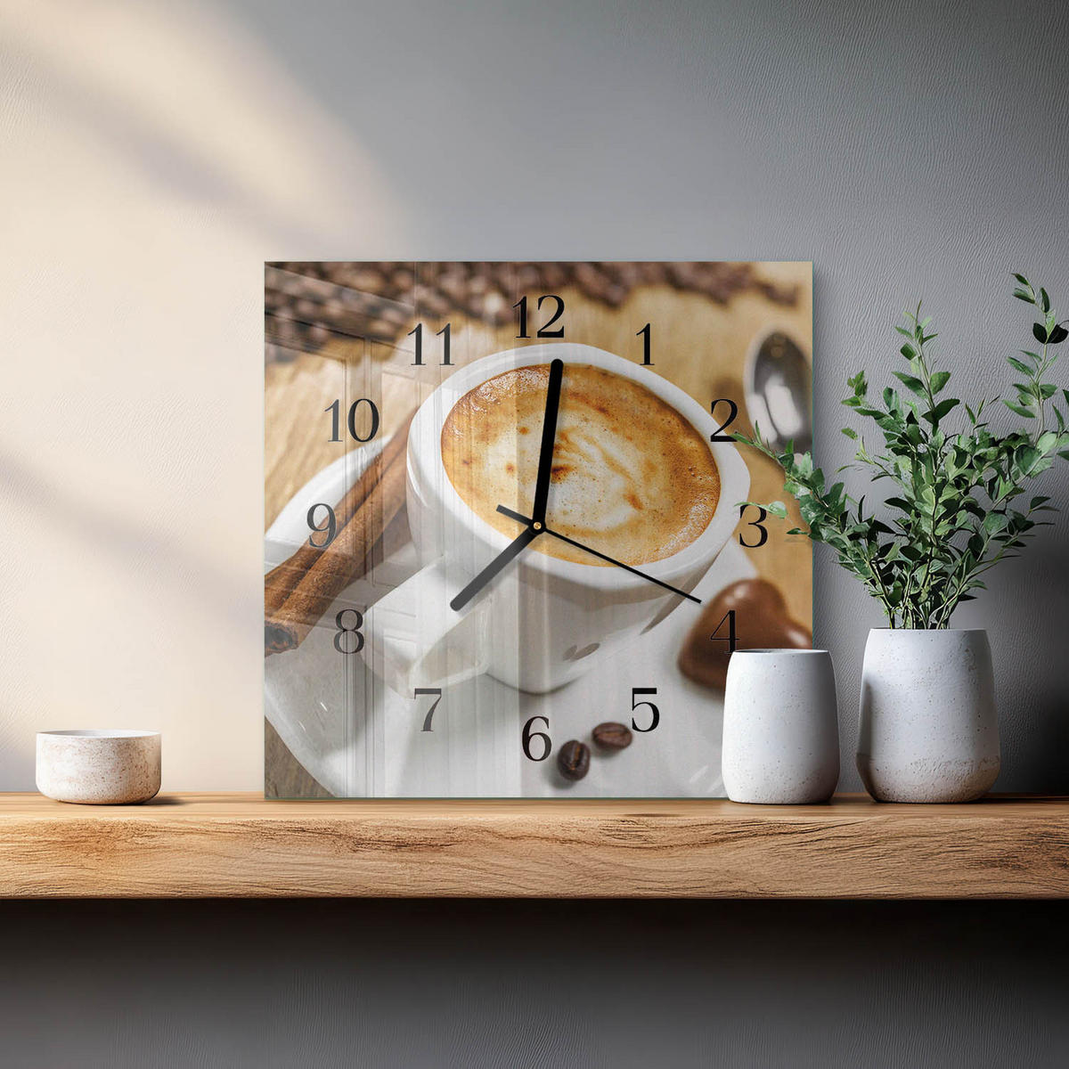 WANDUHR 30x30 cm - Kaffee - Braun, Glas (30/30/0.4cm) - TULUP