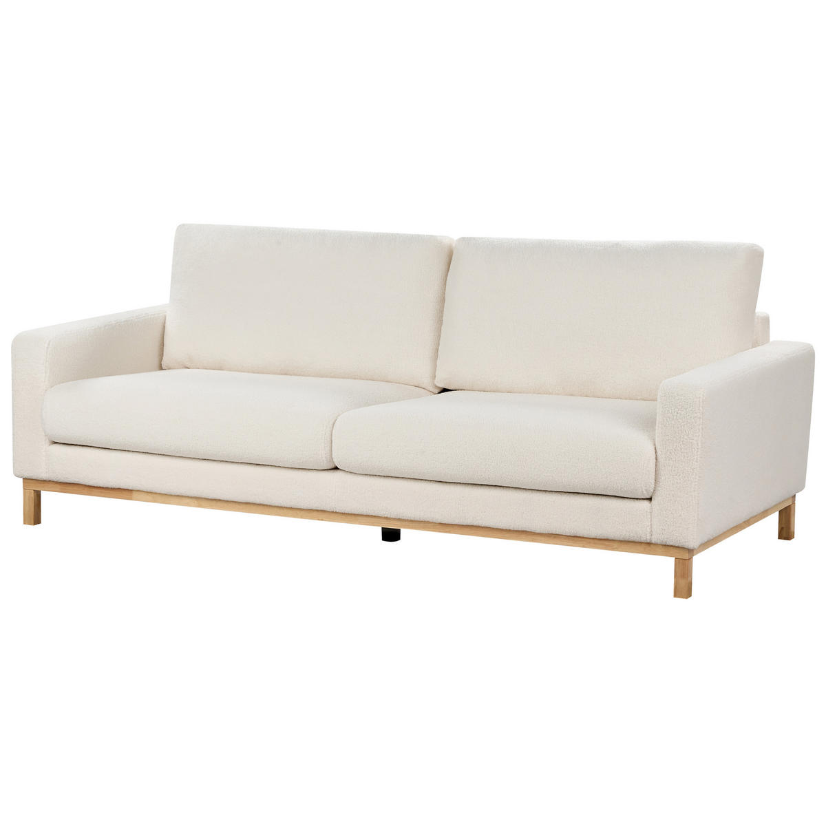 3-SITZER-SOFA Bouclé weiß/hellbraun Siggard - Hellbraun/Weiß, Textil (217/84/92cm) - Beliani