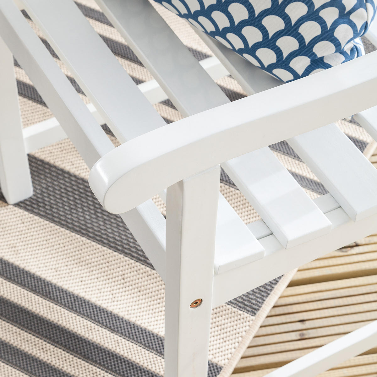 ESSGRUPPE - 4-teilig - Akazie massiv - Weiß - Weiß, Holz - home24