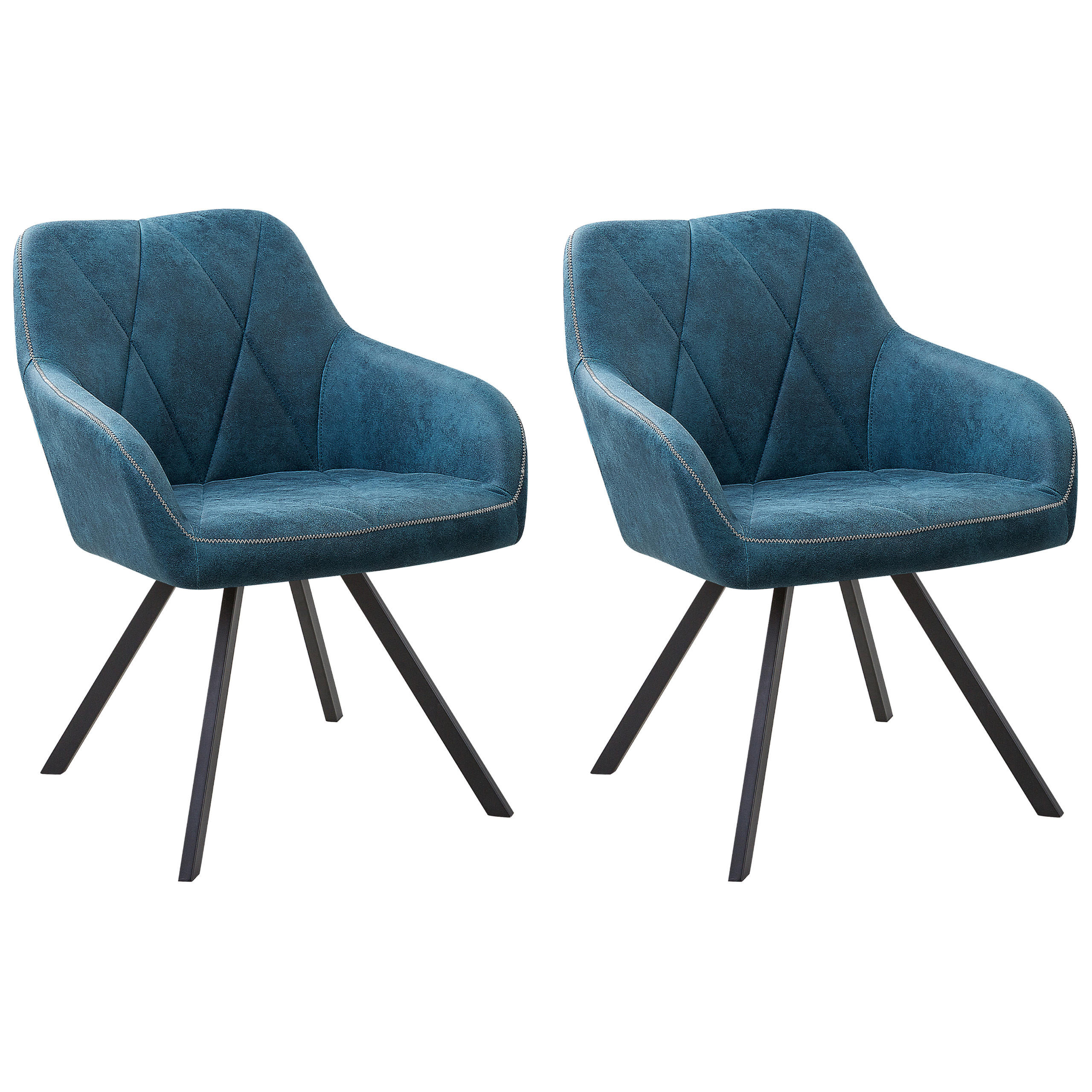 MATSTOL set om 2 klädsel blå Monee - Blå, Textil/Metall (54/78/62cm) - Beliani