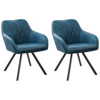 ÉTKEZŐSZÉK 2 darabos Szett Kárpit Kék Monee - kék, textil/fém (54/78/62cm) - Beliani