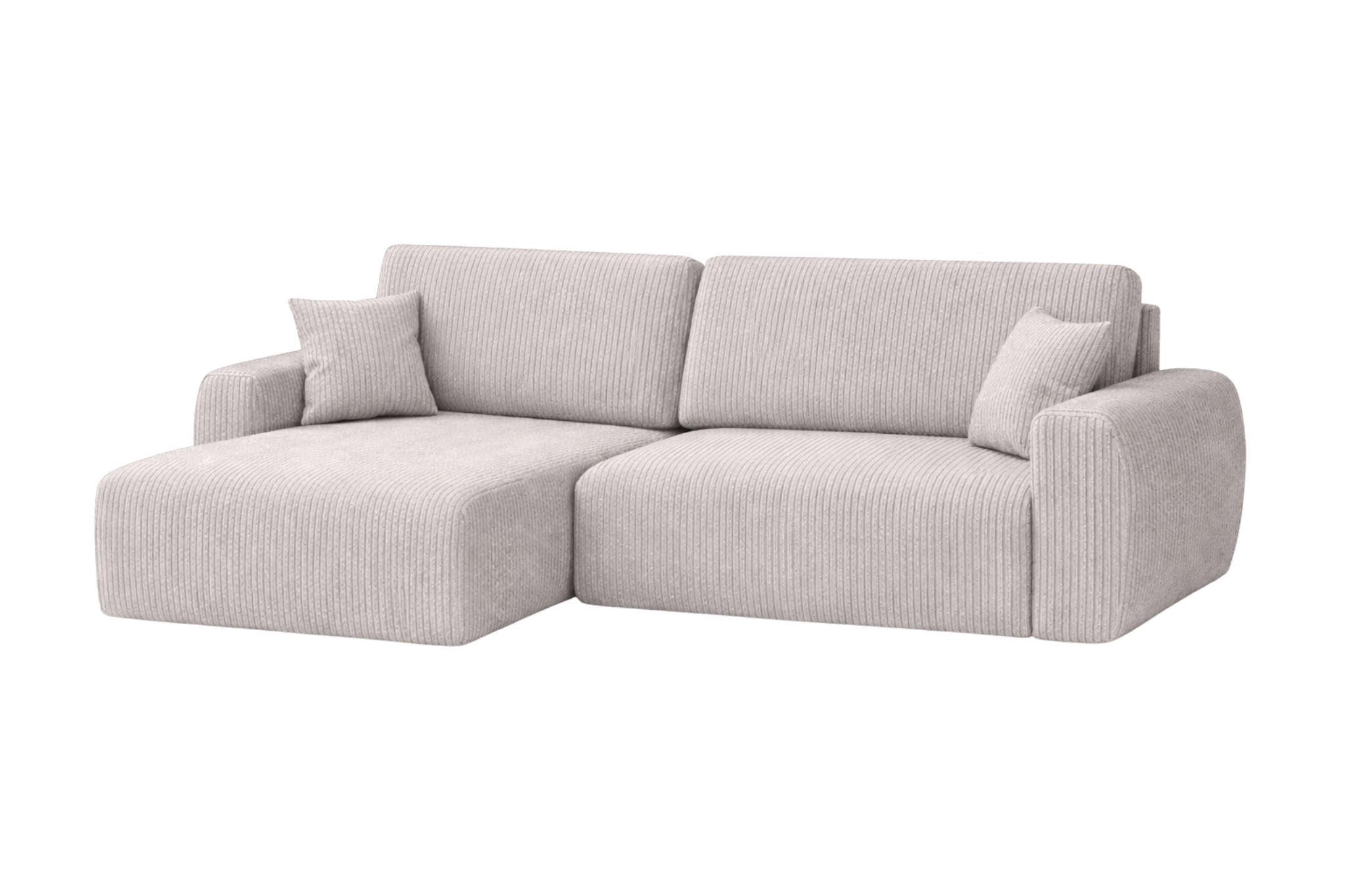 ECKSOFA Mit Schlaffunktion Ariel L, Cordstoff, Stoff Poso, Beige, Links - Beige, Holz (250/142cm) - Kaiser Möbel