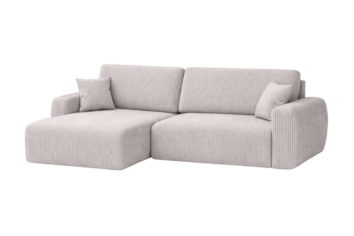 ECKSOFA Mit Schlaffunktion Ariel L, Cordstoff, Stoff Poso, Beige, Links - Beige, Holz (250/142cm) - Kaiser Möbel