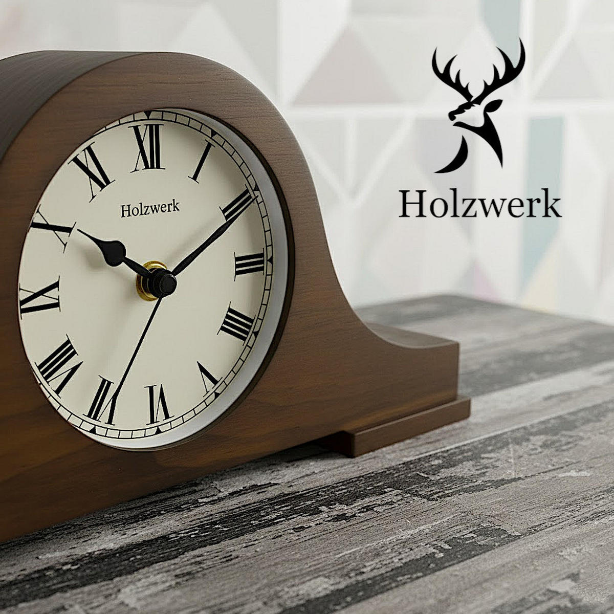 TISCHUHR Holz Vintage GOSLAR Retro Tisch Uhr, walnuss braun - Walnussfarben, Glas/Holz (33/15/5cm) - Holzwerk