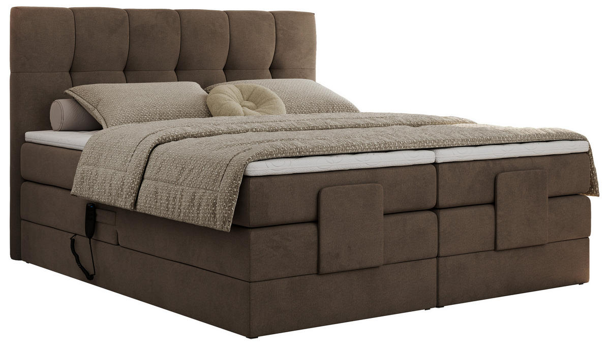 BOXBETT VITTORIA 140/200 - Braun Velvet - H3 - Braun, Holz/Textil (140/200cm) - MKS