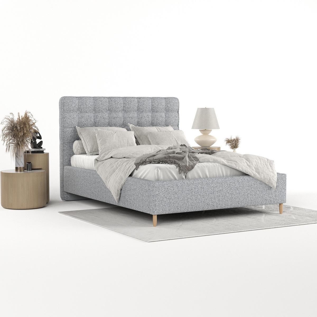 POLSTERBETT Paloma 160/200 cm Grau im Riva Stoff - Naturfarben/Grau, Holz/Holzwerkstoff (160/200cm) - AltaBeds