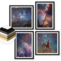 WANDBILDER 4er-Set - 50x50 cm & 40x60 cm Schwarzer Rahmen - Kosmische Sternenlandschaften - Schwarz, Kunststoff (50/50cm) - ArtPrintCave