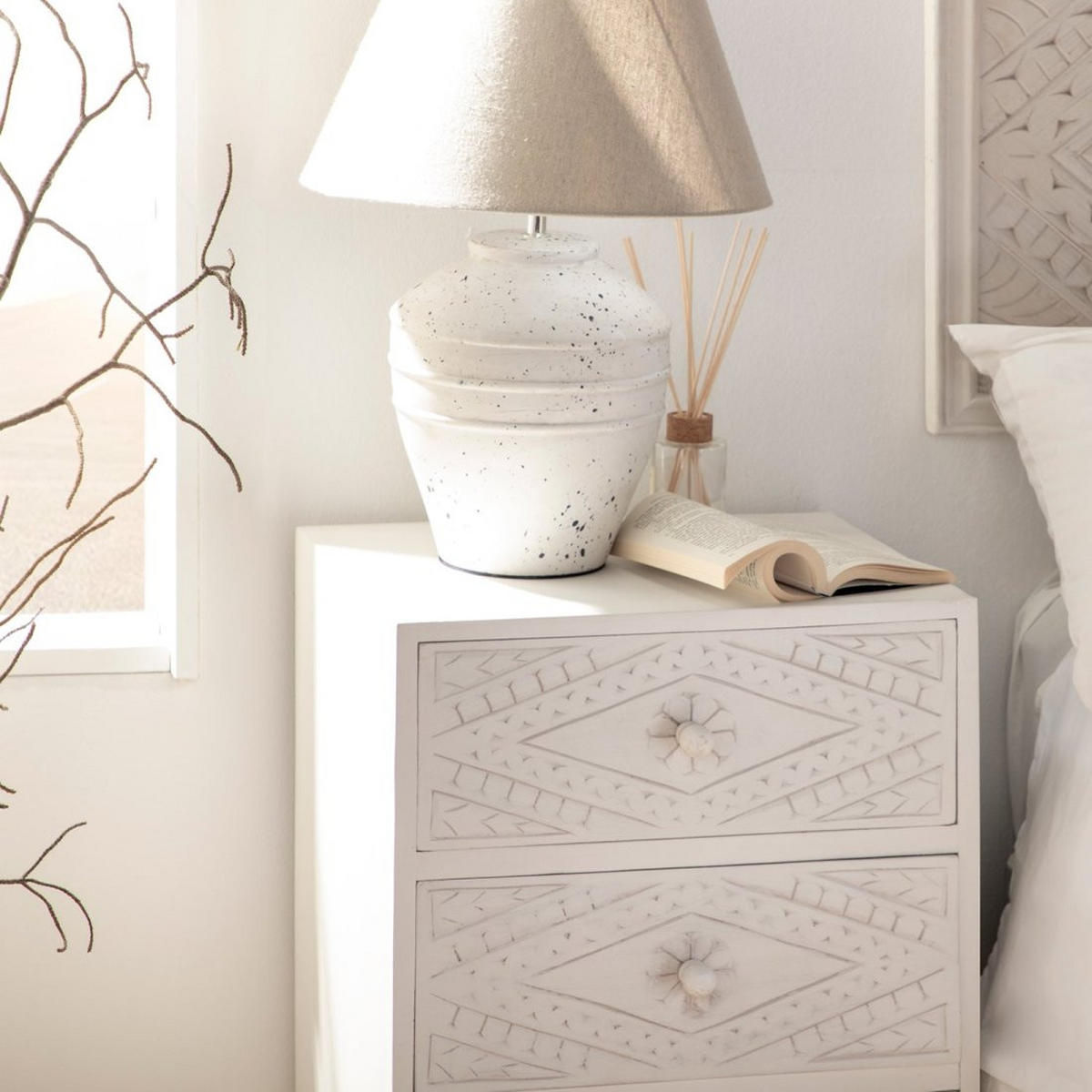 NACHTTISCH 3 SCHUBLADEN Sinta Weiß 45 cm x 66 cm - Weiß, Holzwerkstoff (45/66/35cm) - Klast Home