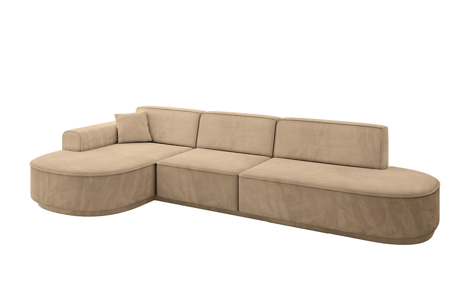 ECKSOFA Ottomane Links MARI-L2-v3 - 328x171x83 cm Taupe Velours - Taupe/Schwarz, Holzwerkstoff/Kunststoff (328/171cm) - ALTDECOR