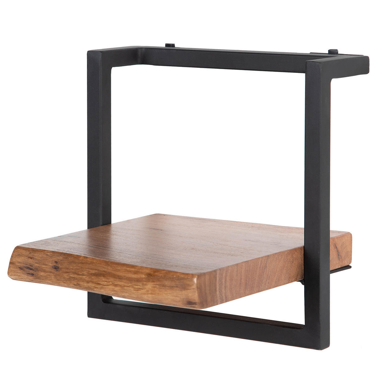 WANDREGAL - Akazie massiv / Metall - Akaziefarben, Metall (30/30/26cm) - home24