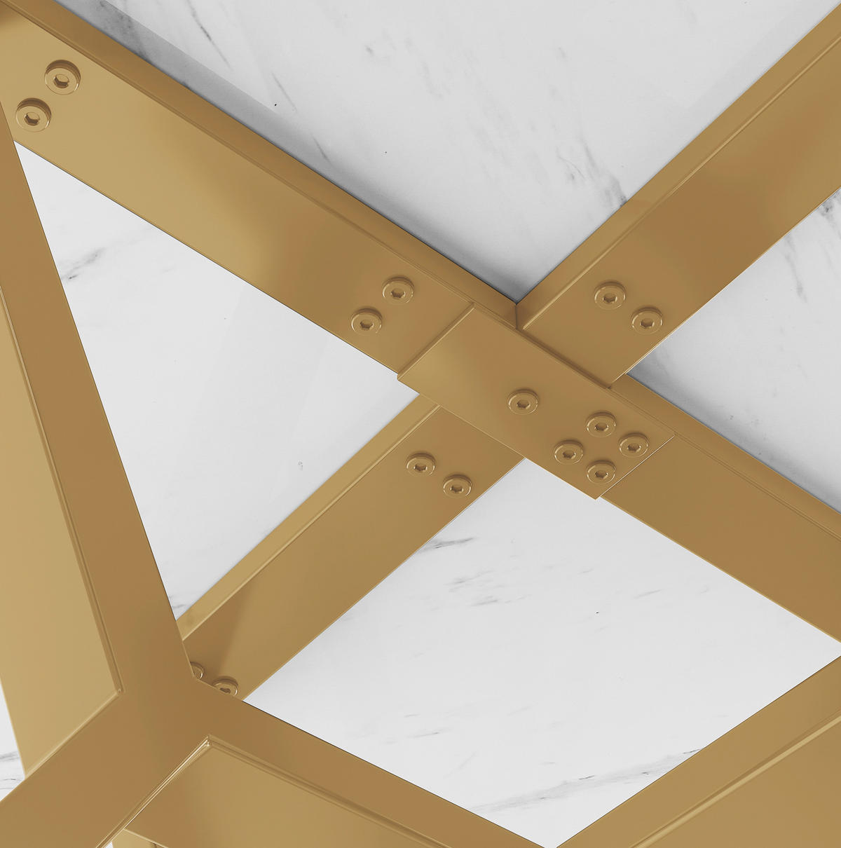 ESSTISCH 100/75/100 cm Weiß/Goldfarben aus MDF und Stahl mit Marmoroptik - Weiß, Holzwerkstoff (100/100/75cm) - OKMYHOME