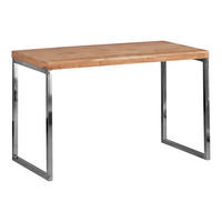 SCHREIBTISCH Massivholz Landhausstil Chromgestell ISEN, Beige 120x60x76 cm - Beige/Silberfarben, Holz/Metall (60/120/76cm) - KADIMA DESIGN