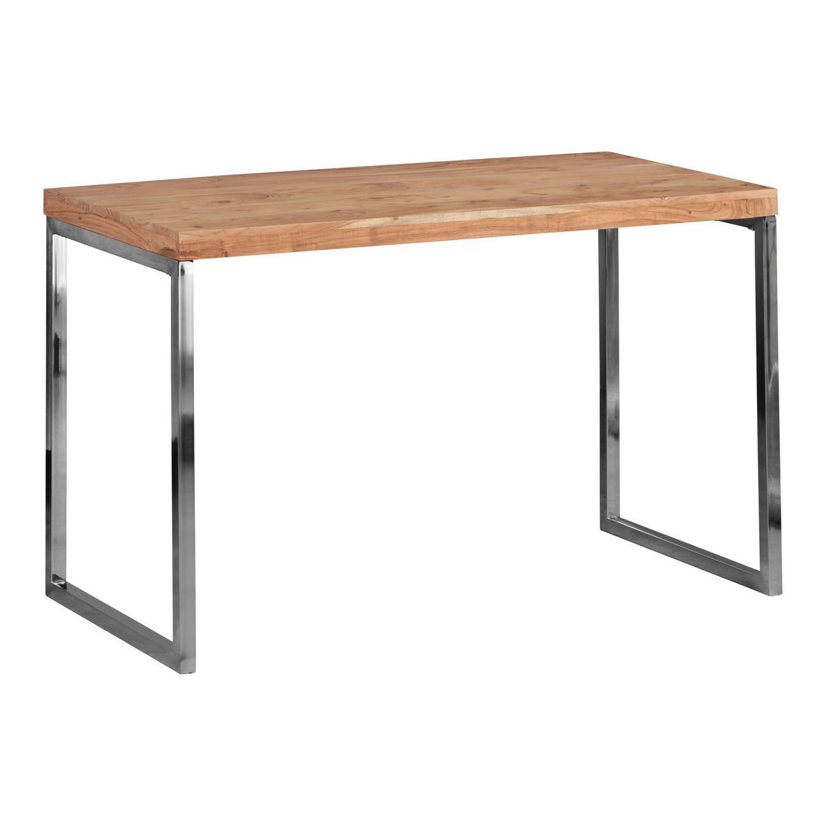 SCHREIBTISCH Massivholz Landhausstil Chromgestell ISEN, Beige 120x60x76 cm - Beige/Silberfarben, Holz/Metall (60/120/76cm) - KADIMA DESIGN