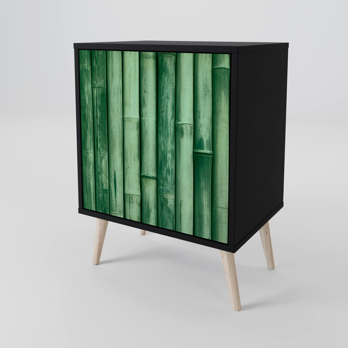 SIDEBOARD NATURAL GREEN, Schwarz, 57,5x42x70,5 cm, Schwarze Metall-Sternfüße - Multicolor/Schwarz, Holzwerkstoff/Metall (57.5/70.5/42cm) - SpaceRebels
