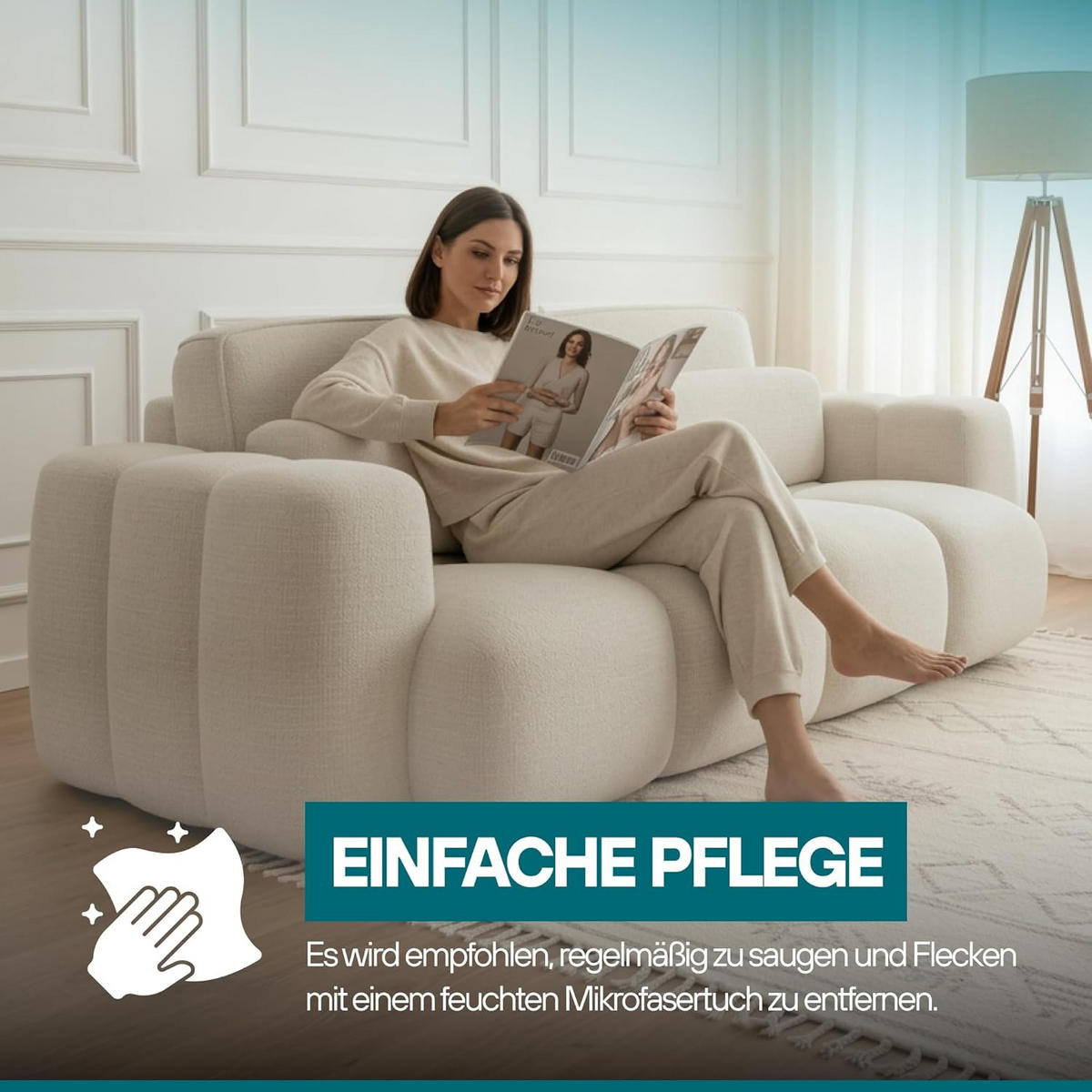 BOXSPRINGSOFA 275x90x110 cm mit Bettkasten, BLOOM, Mit DL-Ausklappsystem, Weiß - Weiß, Kunststoff (275/90/110cm) - Trada