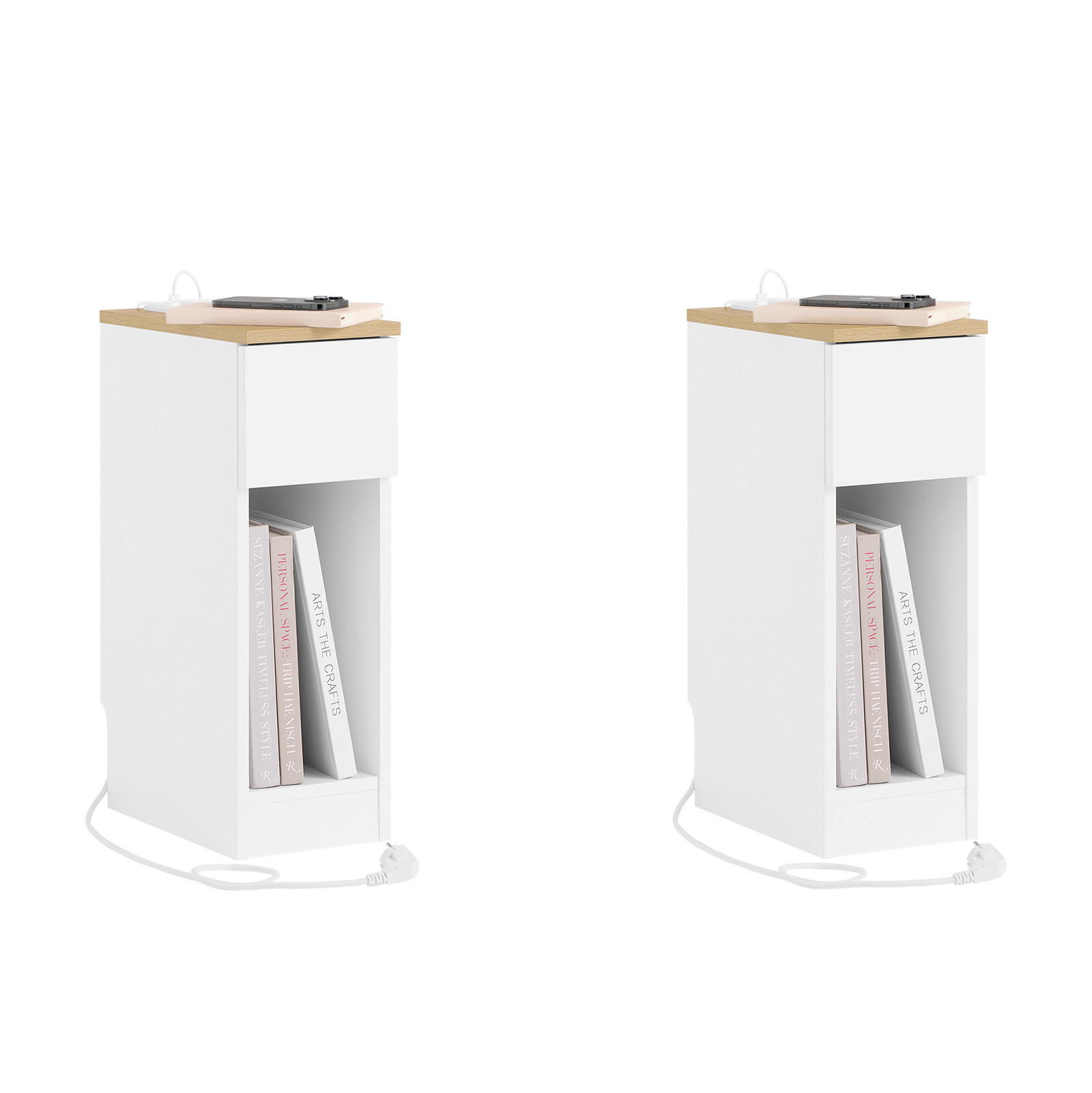 SoBuy NOČNÍ STOLEK s jedním zásuvkou Bílá 35x20x60cm Minimalistický