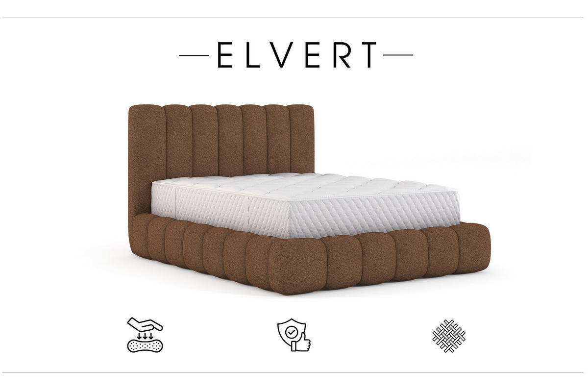 POLSTERBETT aus Polyester Elvert 180x200 cm, Dunkelbraun - Dunkelbraun, Textil (180/200cm) - Meblito