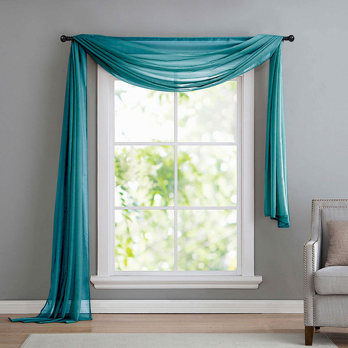 QUERBEHANG 1ER SET HxB 140x600 Türkis - Türkis, Textil (140/600cm) - Gardinenbox