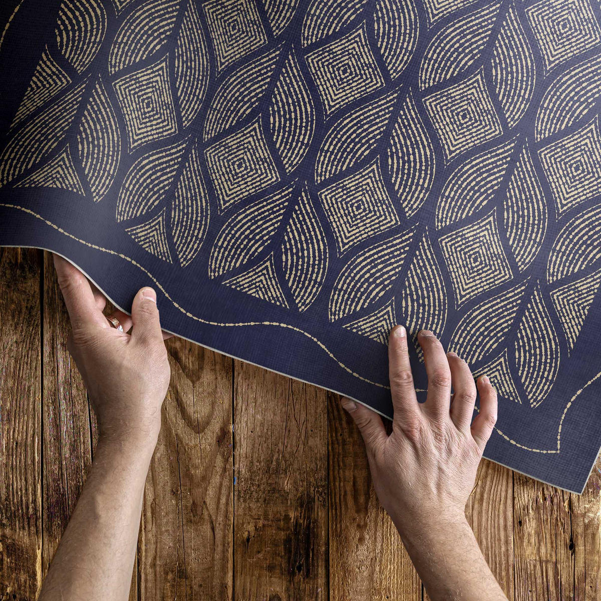 TEPPICH 120x180 cm Geometrisches Geflecht Dekor - Blau, Kunststoff (120/180cm) - Wallfluent