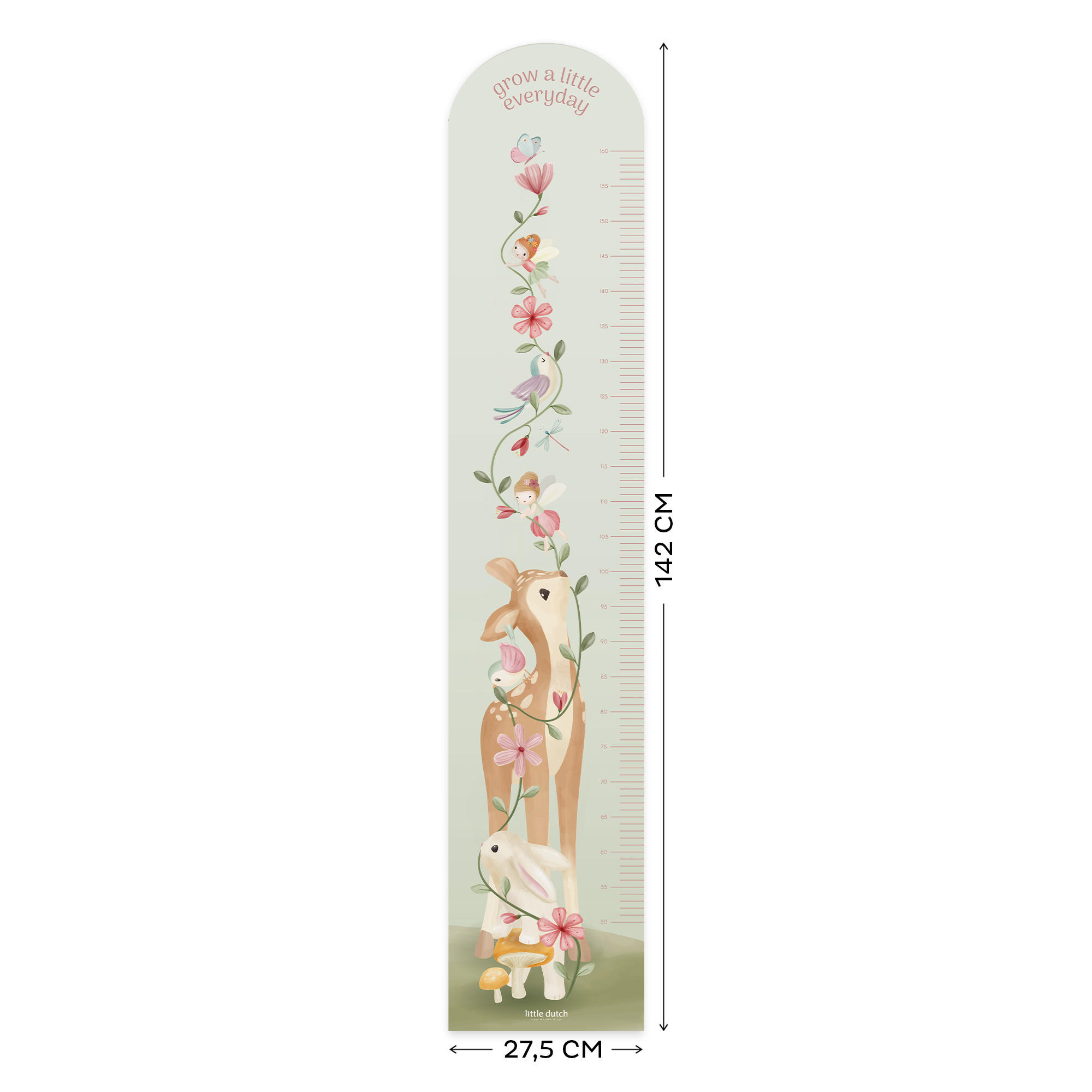 MESSLATTE Wandaufkleber auf Vliestapete Zaubertiere - Multicolor, Papier/Kunststoff (27.5/142cm) - Little Dutch