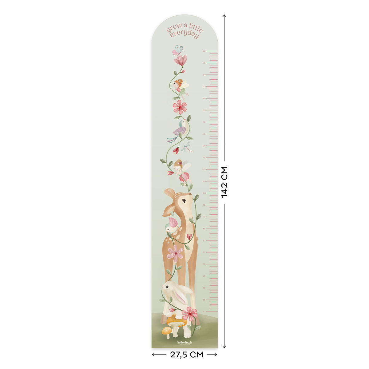 MESSLATTE Wandaufkleber auf Vliestapete Zaubertiere - Multicolor, Papier/Kunststoff (27.5/142cm) - Little Dutch