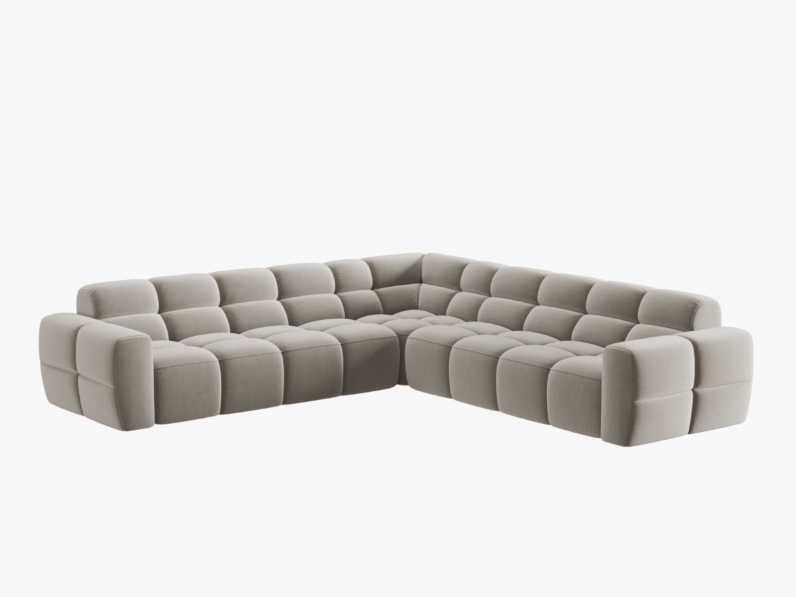 ECKSOFA Lisa aus Samt leichtes beige 5 Sitzplätze - Creme, Textil (310/310cm) - Micadoni