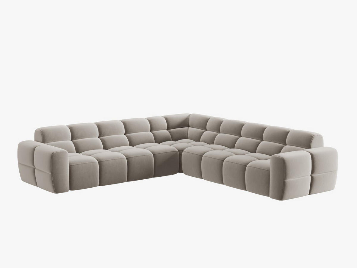 ECKSOFA Lisa aus Samt leichtes beige 5 Sitzplätze - Creme, Textil (310/310cm) - Micadoni