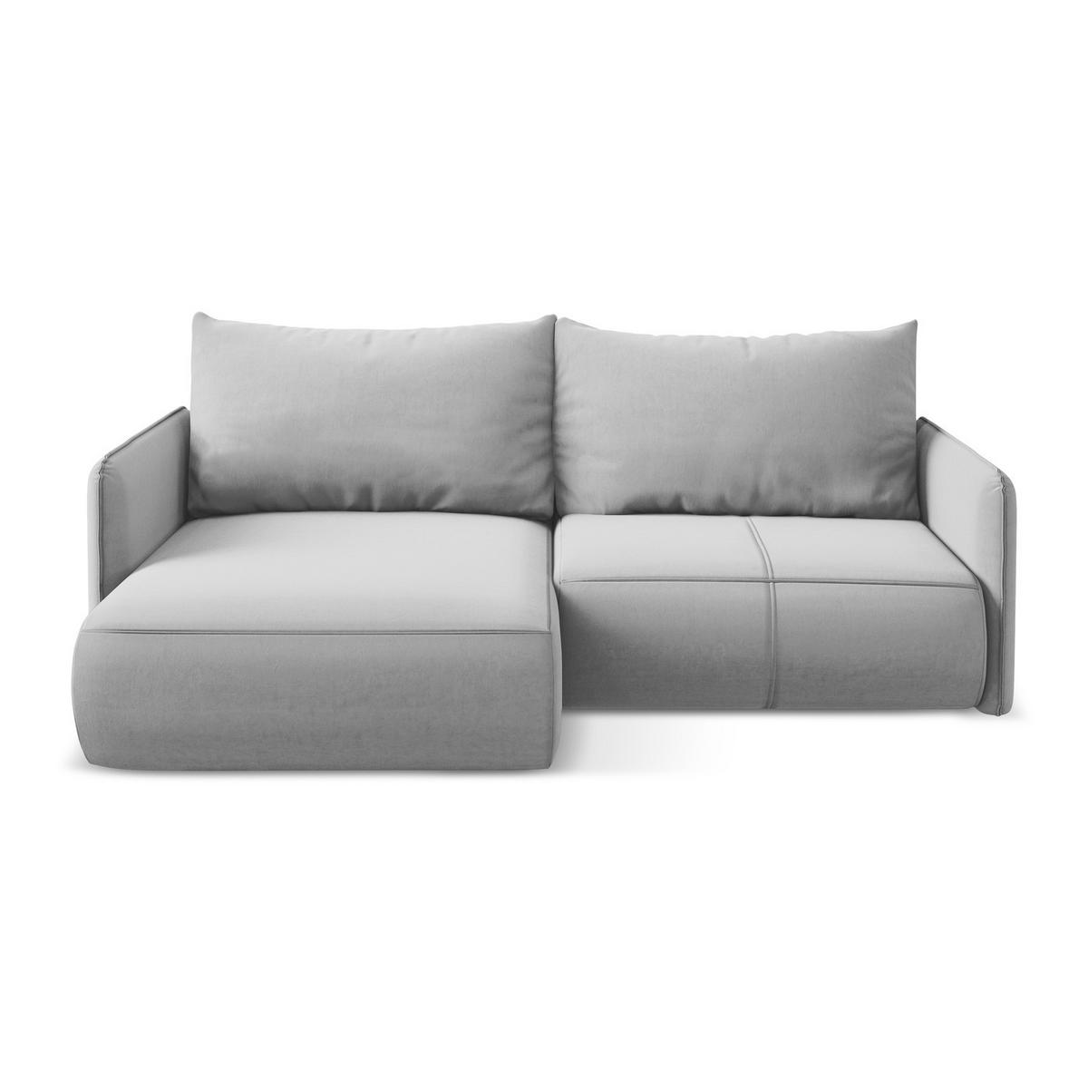 ECKSOFA mit Schlaffunktion Samt Stoff Grau - Schwarz/Grau, Kunststoff/Textil (148/207cm) - LaMiaSofa
